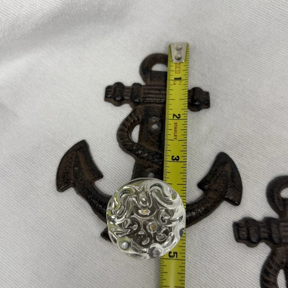 Cast Iron Anchor Hangers Towel Ring 3pc Rustic Nautical Coastal Decorative Knobs